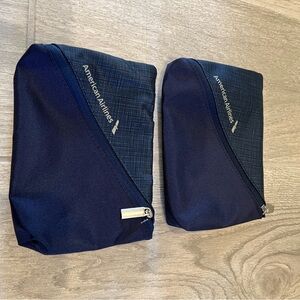 Navy Travel Pouch Set of 2 American Airlines amenity bags